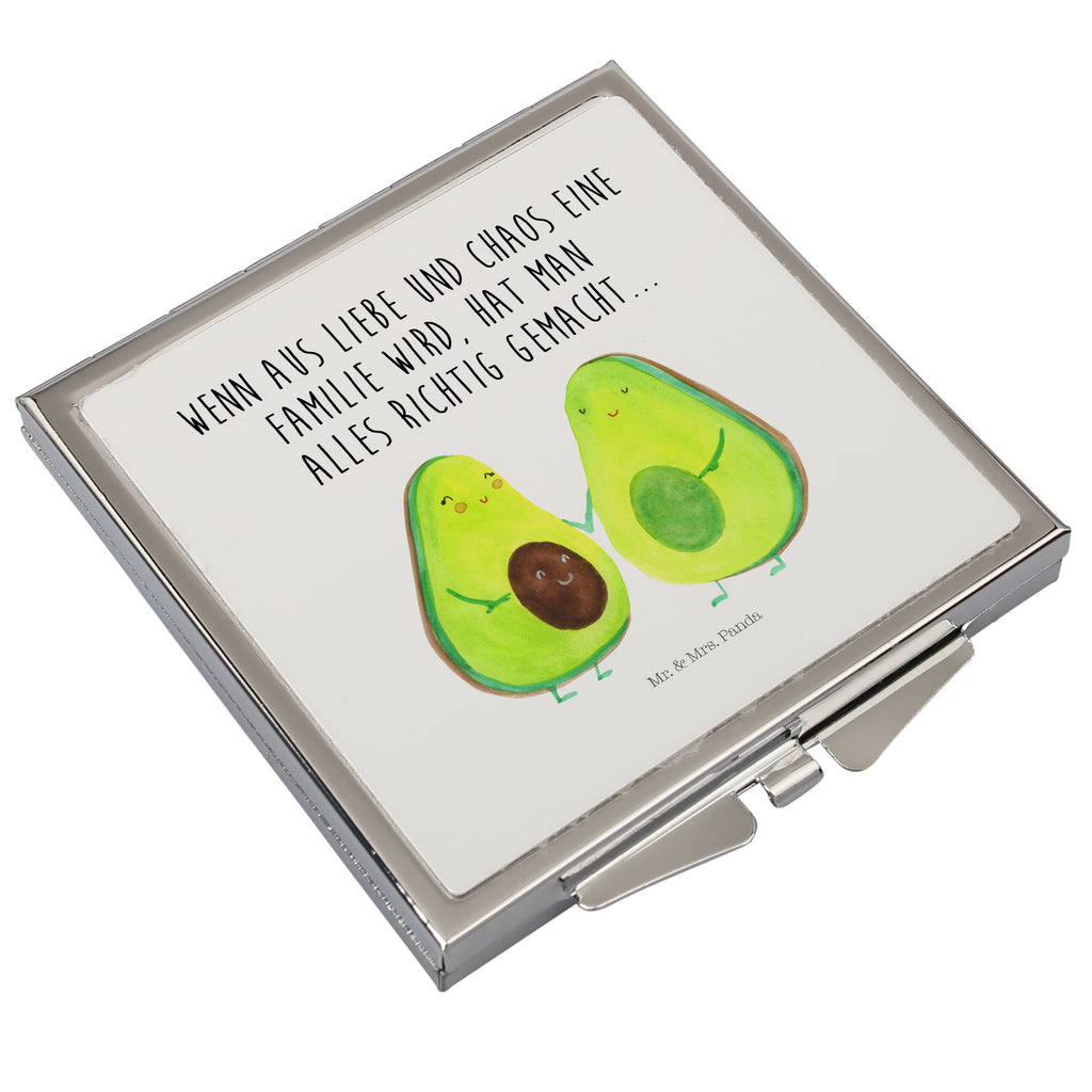 Handtaschenspiegel quadratisch Avocado Pärchen Spiegel, Handtasche, Quadrat, silber, schminken, Schminkspiegel, Avocado, Veggie, Vegan, Gesund, Avocuddle, Liebe, Schwangerschaft, Familie, Babyshower, Babyparty, Hochzeit, Kinder, Avocados, Geburt