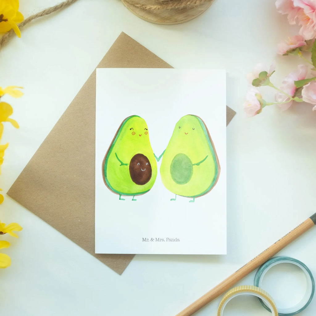 Grußkarte Avocado Pärchen Grußkarte, Klappkarte, Einladungskarte, Glückwunschkarte, Hochzeitskarte, Geburtstagskarte, Karte, Ansichtskarten, Avocado, Veggie, Vegan, Gesund, Avocuddle, Liebe, Schwangerschaft, Familie, Babyshower, Babyparty, Hochzeit, Kinder, Avocados, Geburt