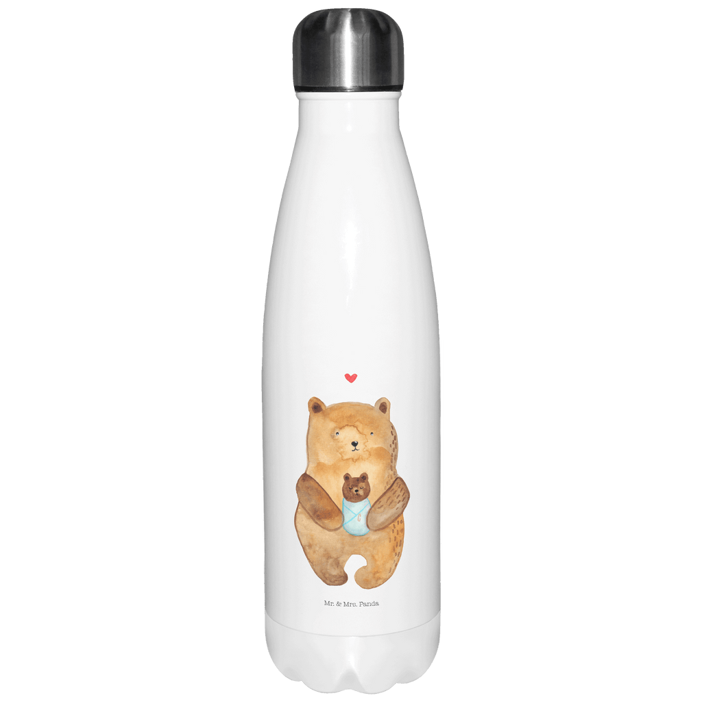 Thermosflasche Bär mit Baby Isolierflasche, Thermoflasche, Trinkflasche, Thermos, Edelstahl, Bär, Teddy, Teddybär, Eltern, Mutter, Baby, Taufe, Geburt, Nichte, Neffe, Enkel, Enkelin, Täufling, Geburtstag, Glückwunsch