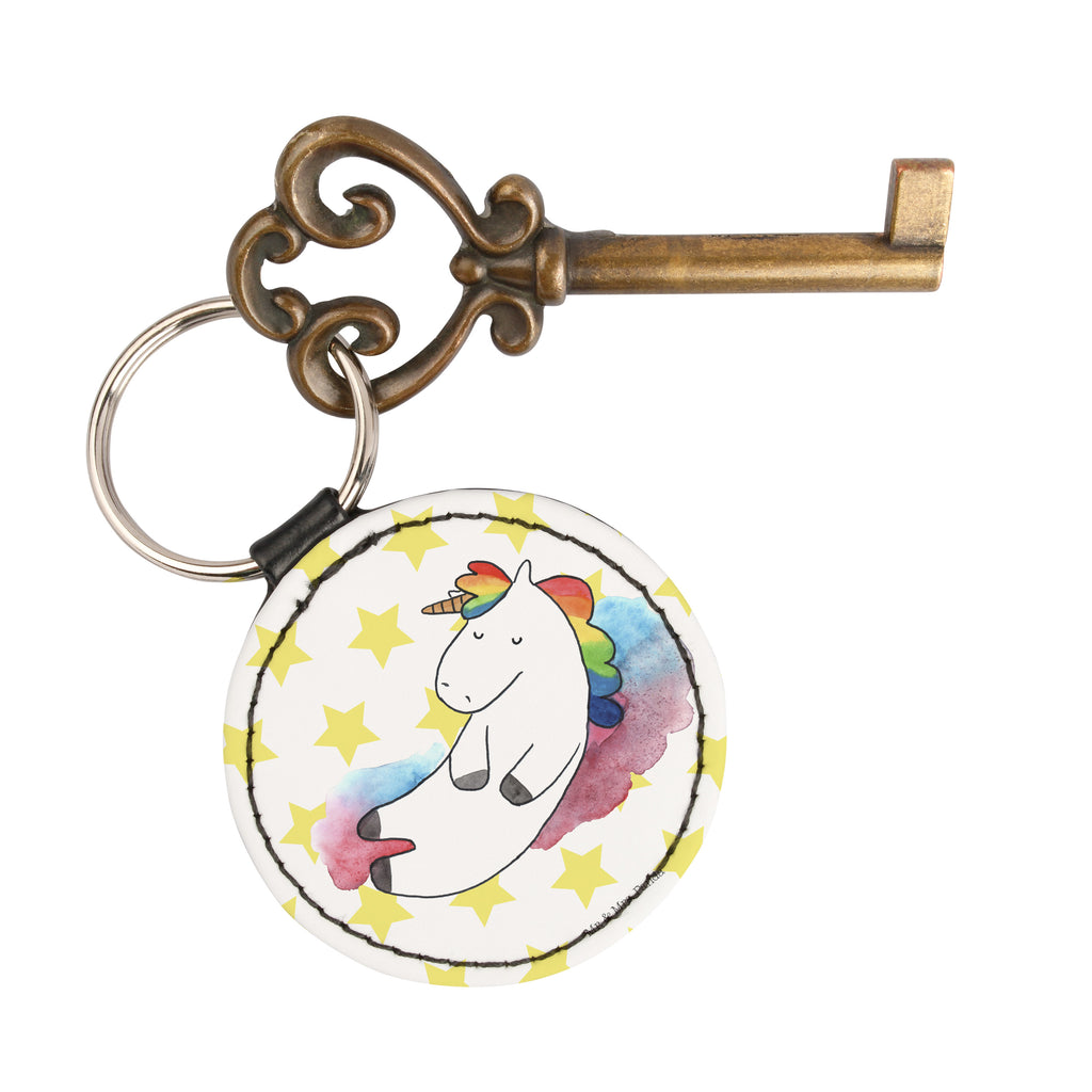 Rund Schlüsselanhänger Einhorn Wolke 7 Schlüsselanhänger, Anhänger, Taschenanhänger, Glücksbringer, Schutzengel, Einhorn, Einhörner, Einhorn Deko, Pegasus, Unicorn, verliebt, Menschen, witzig, lustig, Geschenk, Glaube, Realität, Lächeln