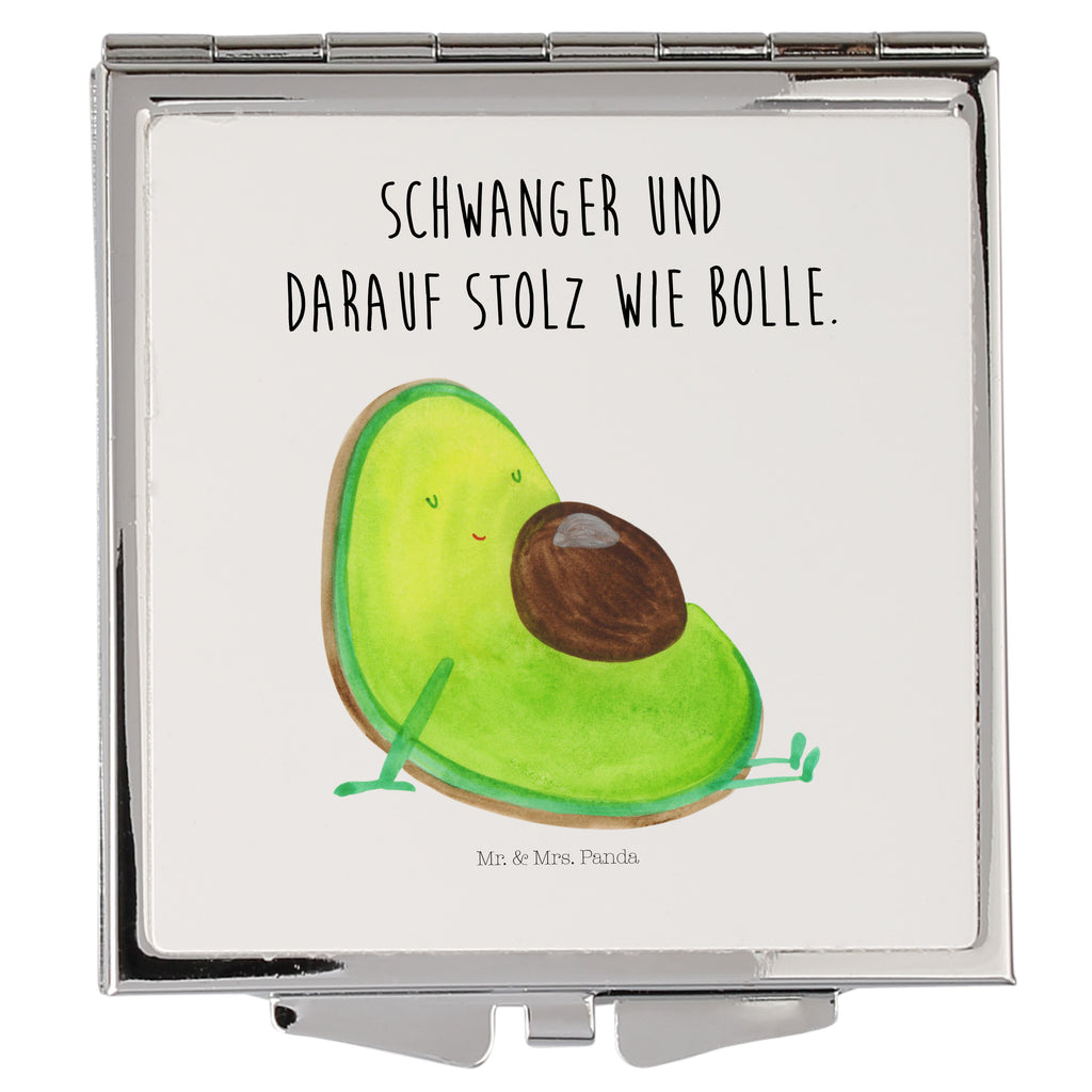 Handtaschenspiegel quadratisch Avocado Schwangerschaft Spiegel, Handtasche, Quadrat, silber, schminken, Schminkspiegel, Avocado, Veggie, Vegan, Gesund, schwanger, Schwangerschaft, Babyparty, Babyshower