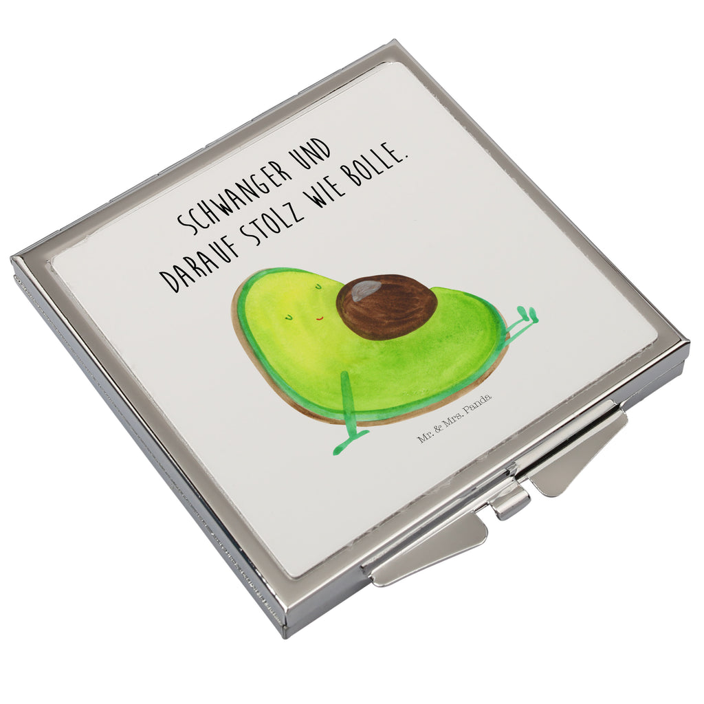 Handtaschenspiegel quadratisch Avocado Schwangerschaft Spiegel, Handtasche, Quadrat, silber, schminken, Schminkspiegel, Avocado, Veggie, Vegan, Gesund, schwanger, Schwangerschaft, Babyparty, Babyshower