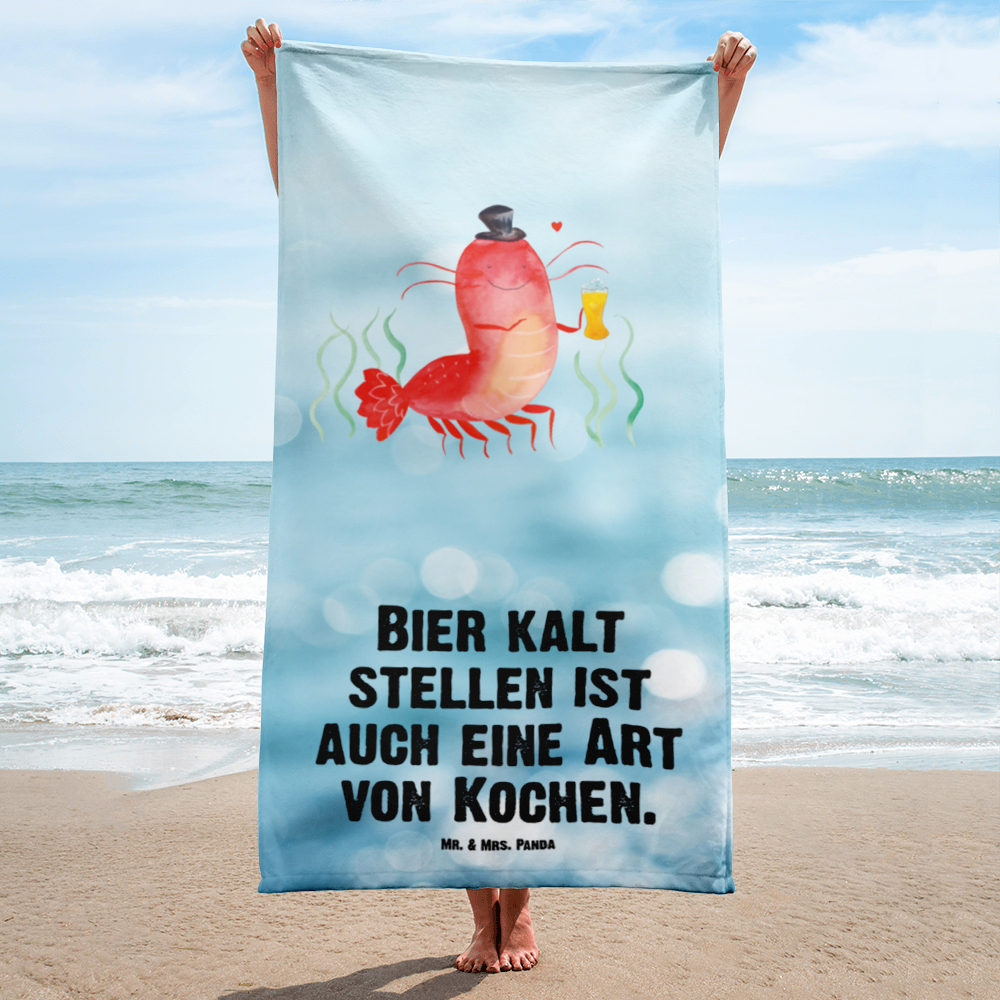 XL Badehandtuch Hummer mit Weizen Handtuch, Badetuch, Duschtuch, Strandtuch, Saunatuch, Meerestiere, Meer, Urlaub, Garnele, Garnelen, Bier, Kochen, Männerhaushalt, Junggeselle, Junggesellin, Bierliebhaber, Kneipe, Gasthaus, Wirtschaft