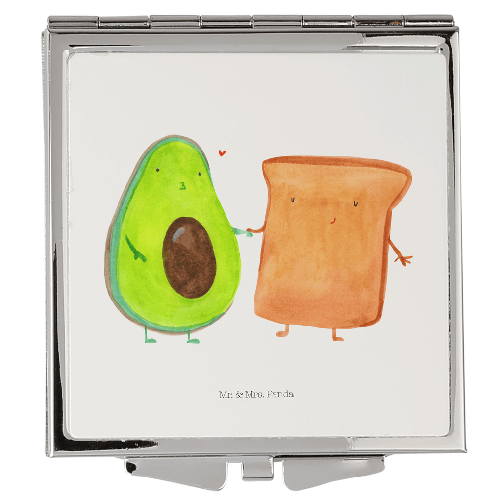 Handtaschenspiegel quadratisch Avocado Toast Spiegel, Handtasche, Quadrat, silber, schminken, Schminkspiegel, Avocado, Veggie, Vegan, Gesund, Toast, Toastbrot, Liebespaar, Pärchen, Freund, Freundin, Verlobt, Verlobungsparty, Hochzeit, Hochzeitsgeschenk, Jahrestag, Jahrestagsgeschenk