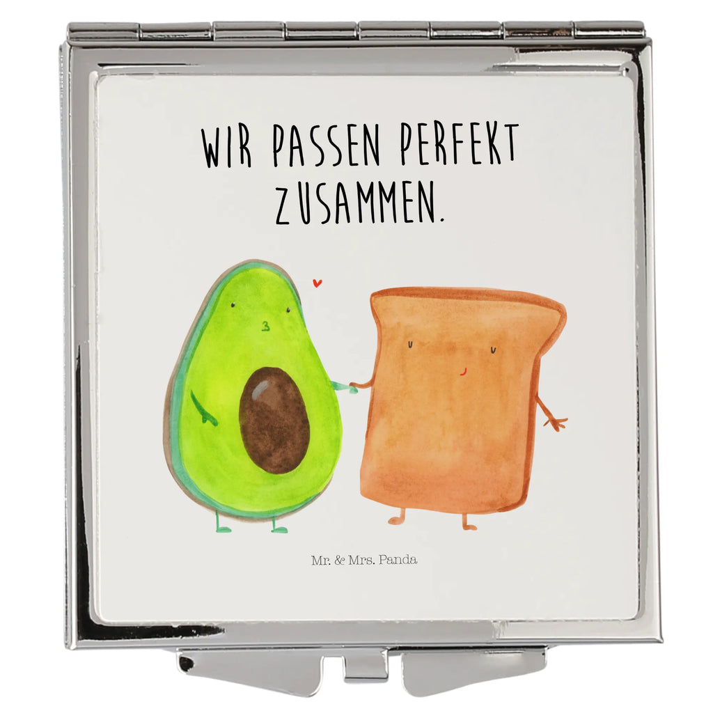 Handtaschenspiegel quadratisch Avocado Toast Spiegel, Handtasche, Quadrat, silber, schminken, Schminkspiegel, Avocado, Veggie, Vegan, Gesund, Toast, Toastbrot, Liebespaar, Pärchen, Freund, Freundin, Verlobt, Verlobungsparty, Hochzeit, Hochzeitsgeschenk, Jahrestag, Jahrestagsgeschenk