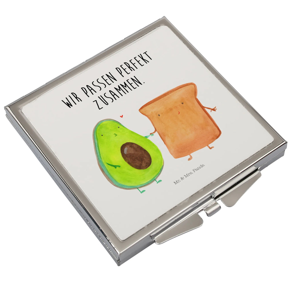 Handtaschenspiegel quadratisch Avocado Toast Spiegel, Handtasche, Quadrat, silber, schminken, Schminkspiegel, Avocado, Veggie, Vegan, Gesund, Toast, Toastbrot, Liebespaar, Pärchen, Freund, Freundin, Verlobt, Verlobungsparty, Hochzeit, Hochzeitsgeschenk, Jahrestag, Jahrestagsgeschenk