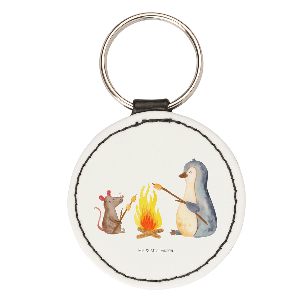 Rund Schlüsselanhänger Pinguin Lagerfeuer Schlüsselanhänger, Anhänger, Taschenanhänger, Glücksbringer, Schutzengel, Pinguin, Maus, Pinguine, Lagerfeuer, Leben, Arbeit, Job, Motivation, Büro, Büroalltag, Lebensspruch, Lebensmotivation, Neustart, Liebe, grillen, Feuer, Marshmallows