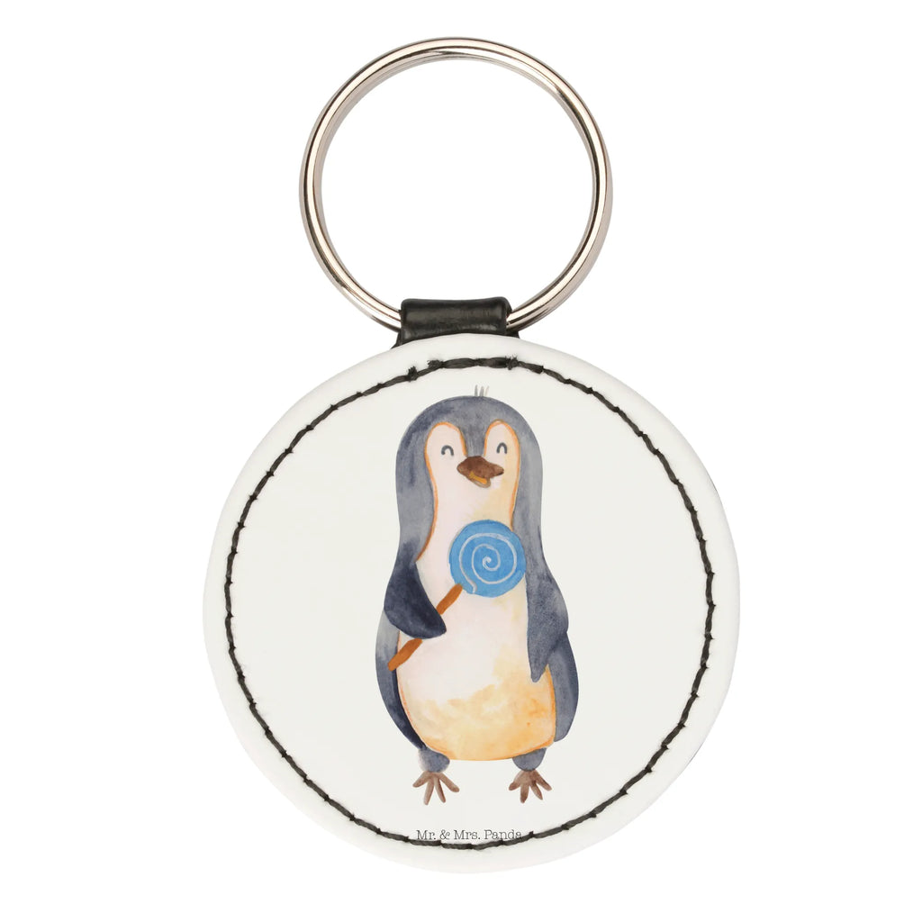 Rund Schlüsselanhänger Pinguin Lolli Schlüsselanhänger, Anhänger, Taschenanhänger, Glücksbringer, Schutzengel, Pinguin, Pinguine, Lolli, Süßigkeiten, Blödsinn, Spruch, Rebell, Gauner, Ganove, Rabauke