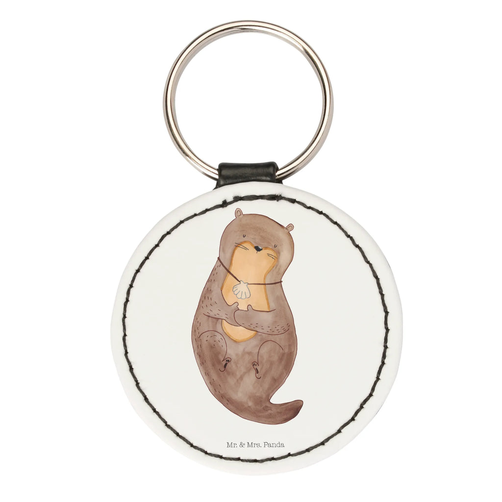 Rund Schlüsselanhänger Otter Muschel Schlüsselanhänger, Anhänger, Taschenanhänger, Glücksbringer, Schutzengel, Otter, Fischotter, Seeotter, Otterliebe, grübeln, träumen, Motivation, Tagträumen, Büro