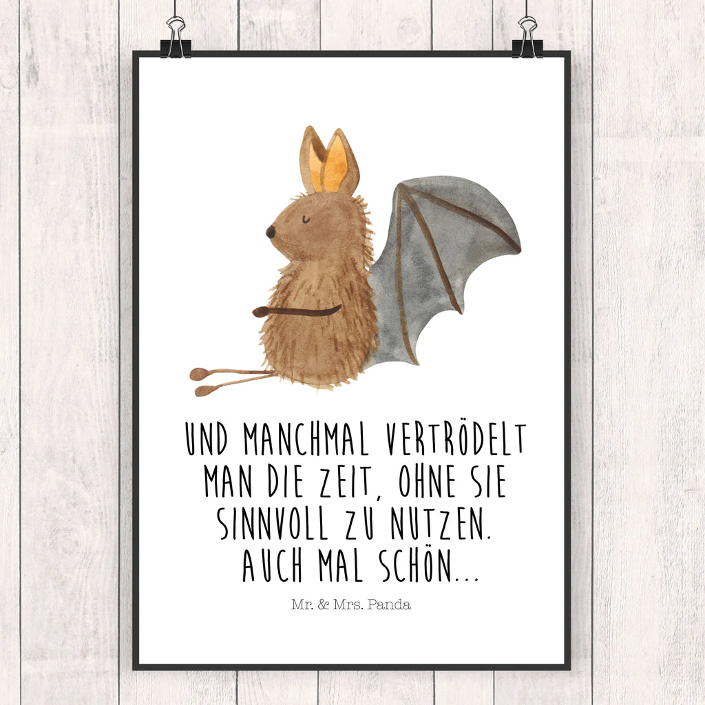 Poster Fledermaus Sitzen Poster, Wandposter, Bild, Wanddeko, Küchenposter, Kinderposter, Wanddeko Bild, Raumdekoration, Wanddekoration, Handgemaltes Poster, Mr. & Mrs. Panda Poster, Designposter, Kunstdruck, Posterdruck, Tiermotive, Gute Laune, lustige Sprüche, Tiere, Fledermaus, Fledermäuse, Motivation, entspannen