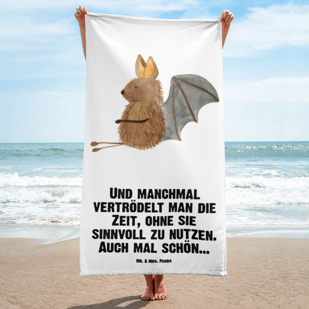 XL Badehandtuch Fledermaus sitzend Handtuch, Badetuch, Duschtuch, Strandtuch, Saunatuch, Tiermotive, Gute Laune, lustige Sprüche, Tiere, Fledermaus, Fledermäuse, Motivation, entspannen