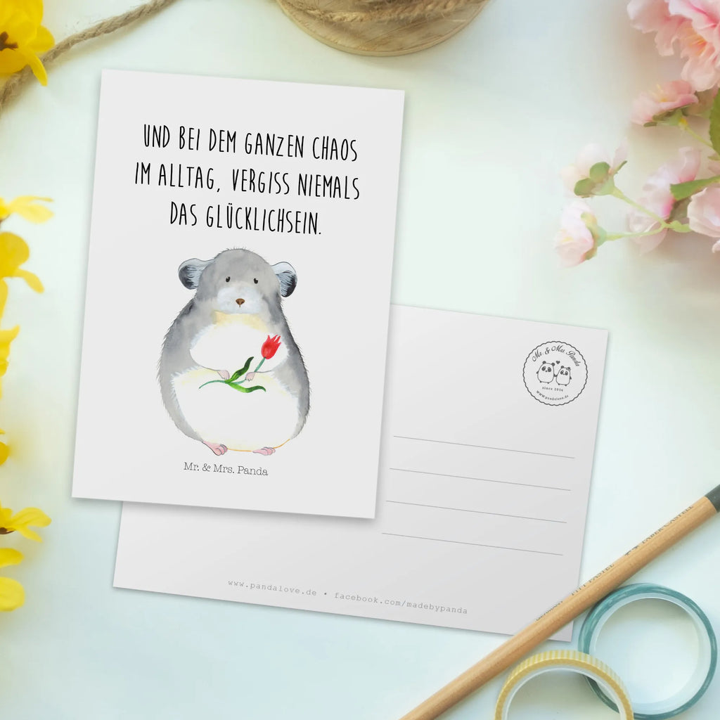 Postkarte Chinchilla Blume Postkarte, Karte, Geschenkkarte, Grußkarte, Einladung, Ansichtskarte, Geburtstagskarte, Einladungskarte, Dankeskarte, Ansichtskarten, Einladung Geburtstag, Einladungskarten Geburtstag, Tiermotive, Gute Laune, lustige Sprüche, Tiere, Chinchilla, Chinchillas, Liebeskummer, Kummer, Depressionen, traurig sein, Chaos, Glücklichsein, Büro, Büroalltag