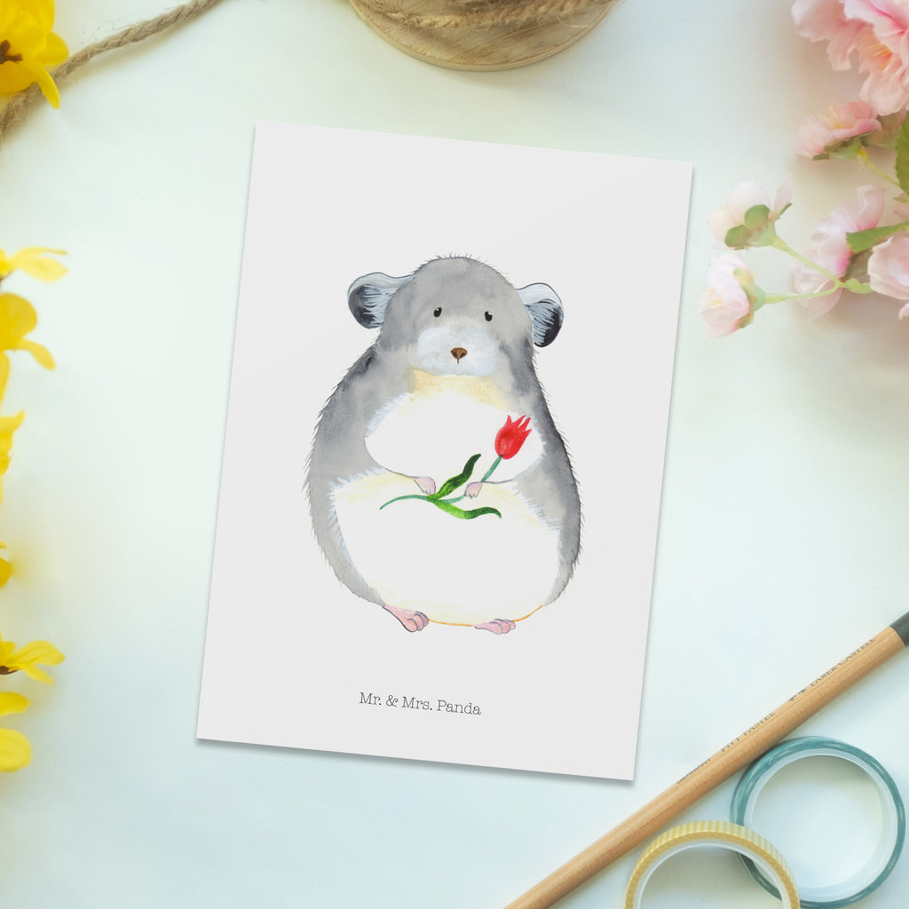 Postkarte Chinchilla Blume Postkarte, Karte, Geschenkkarte, Grußkarte, Einladung, Ansichtskarte, Geburtstagskarte, Einladungskarte, Dankeskarte, Ansichtskarten, Einladung Geburtstag, Einladungskarten Geburtstag, Tiermotive, Gute Laune, lustige Sprüche, Tiere, Chinchilla, Chinchillas, Liebeskummer, Kummer, Depressionen, traurig sein, Chaos, Glücklichsein, Büro, Büroalltag