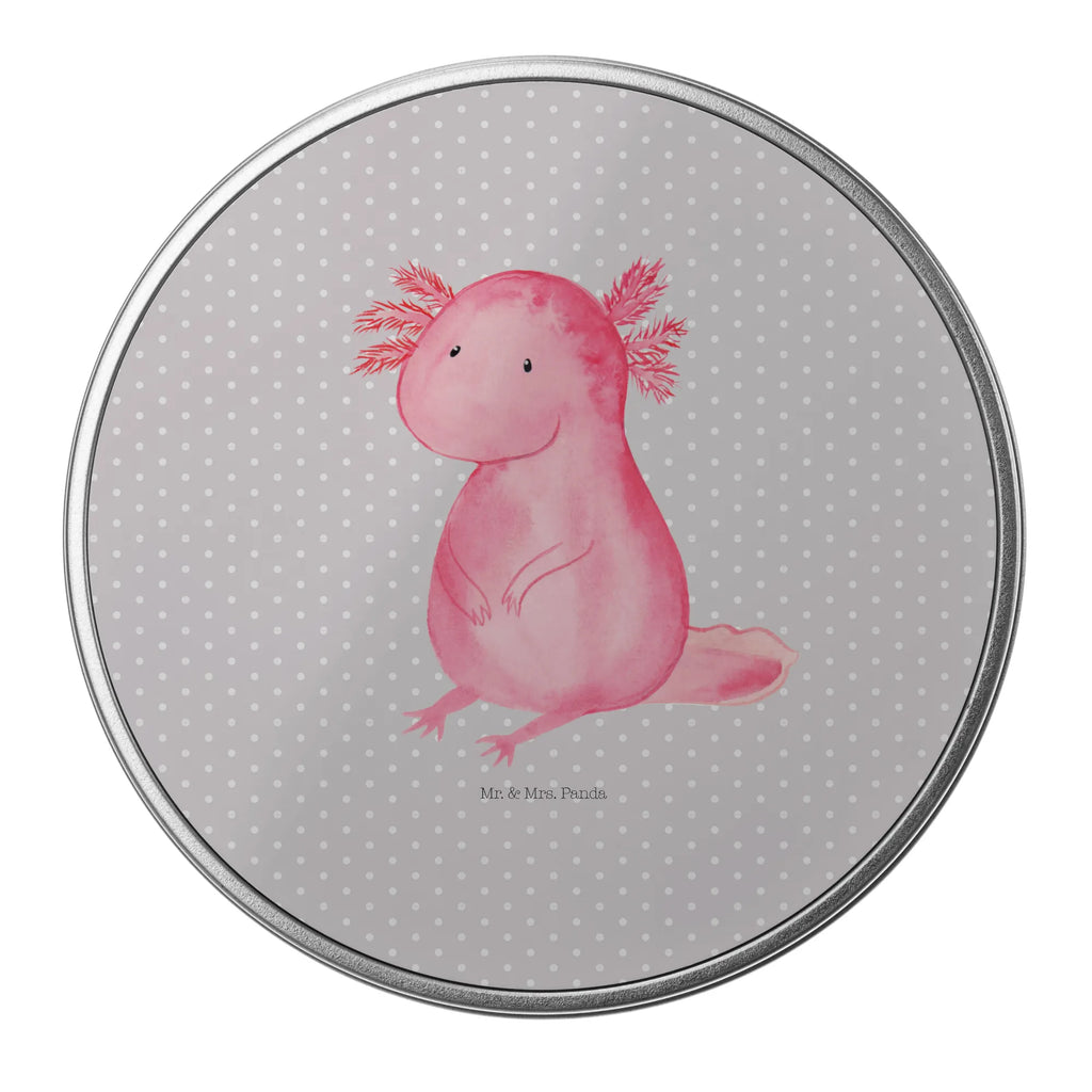 Blechdose rund Axolotl null Metalldose, Keksdose, Dose, Vorratsdose, Geschenkbox, Lunchbox, Aufbewahrungsbox, Vorratsdosen, Metallkiste, Metallbox, Metallboxen, Aufbewahrungskiste, Geschenkkiste, Blechdosen mit Deckel, Metallkiste mit Deckel, Vorratsdosen mit Deckel, Metall Dose, Axolotl, Molch, Axolot, vergnügt, fröhlich, zufrieden, Lebensstil, Weisheit, Lebensweisheit, Liebe, Freundin