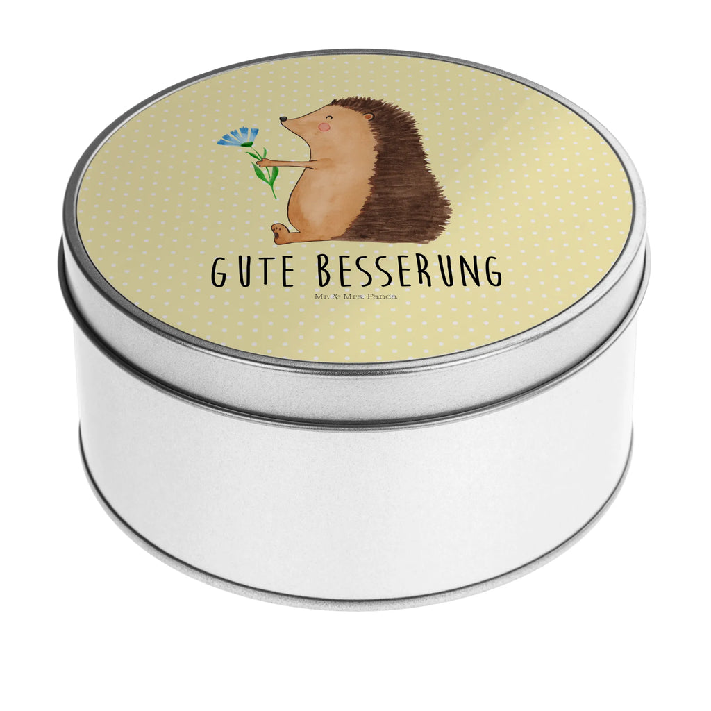 Blechdose rund Igel Blumen Metalldose, Keksdose, Dose, Vorratsdose, Geschenkbox, Lunchbox, Aufbewahrungsbox, Vorratsdosen, Metallkiste, Metallbox, Metallboxen, Aufbewahrungskiste, Geschenkkiste, Blechdosen mit Deckel, Metallkiste mit Deckel, Vorratsdosen mit Deckel, Metall Dose, Tiermotive, Gute Laune, lustige Sprüche, Tiere, Igel, Gute Besserung, Genesungswünsche, Krankheit, Krankenhaus, krank, Besuch