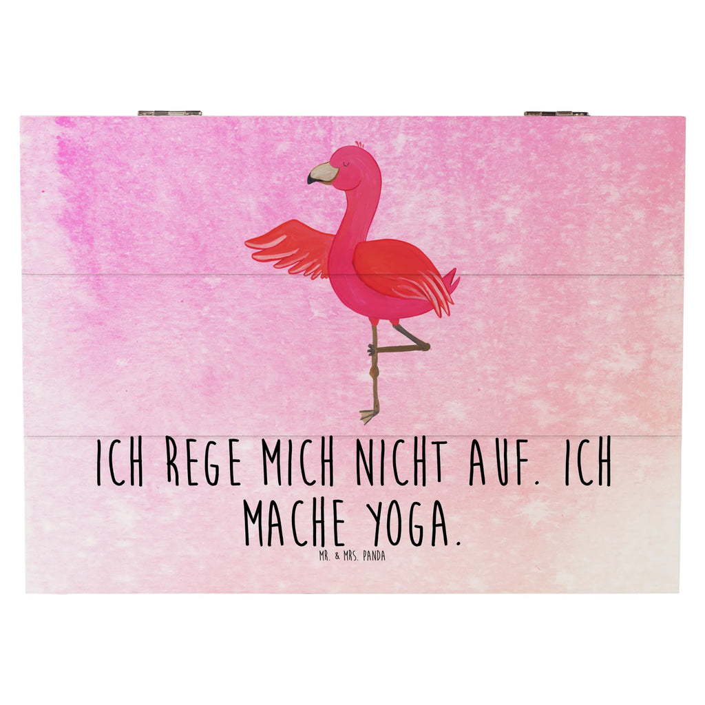 Holzkiste Flamingo Yoga Holzkiste, Kiste, Schatzkiste, Truhe, Schatulle, XXL, Erinnerungsbox, Erinnerungskiste, Dekokiste, Aufbewahrungsbox, Geschenkbox, Geschenkdose, Flamingo, Vogel, Yoga, Namaste, Achtsamkeit, Yoga-Übung, Entspannung, Ärger, Aufregen, Tiefenentspannung