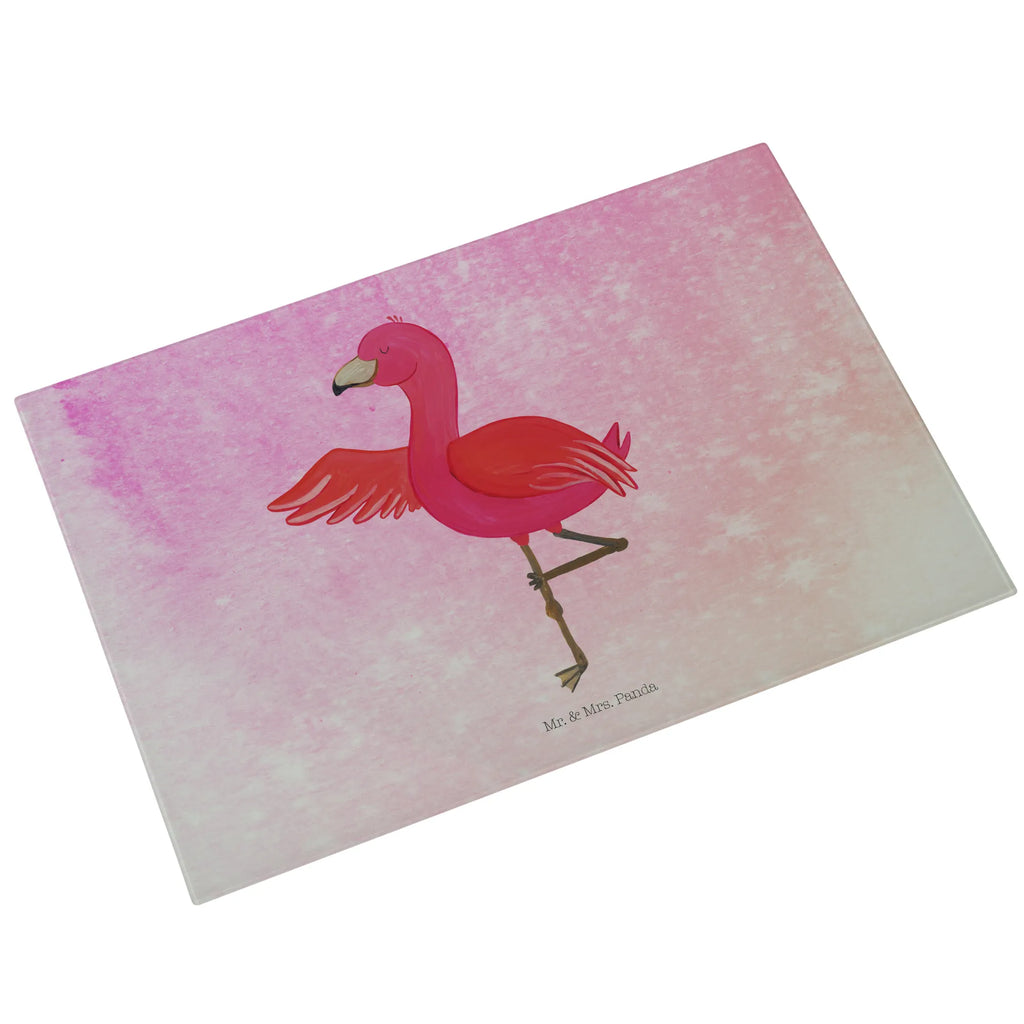 Glasschneidebrett Flamingo Yoga Glasschneidebrett, Schneidebrett, Flamingo, Vogel, Yoga, Namaste, Achtsamkeit, Yoga-Übung, Entspannung, Ärger, Aufregen, Tiefenentspannung