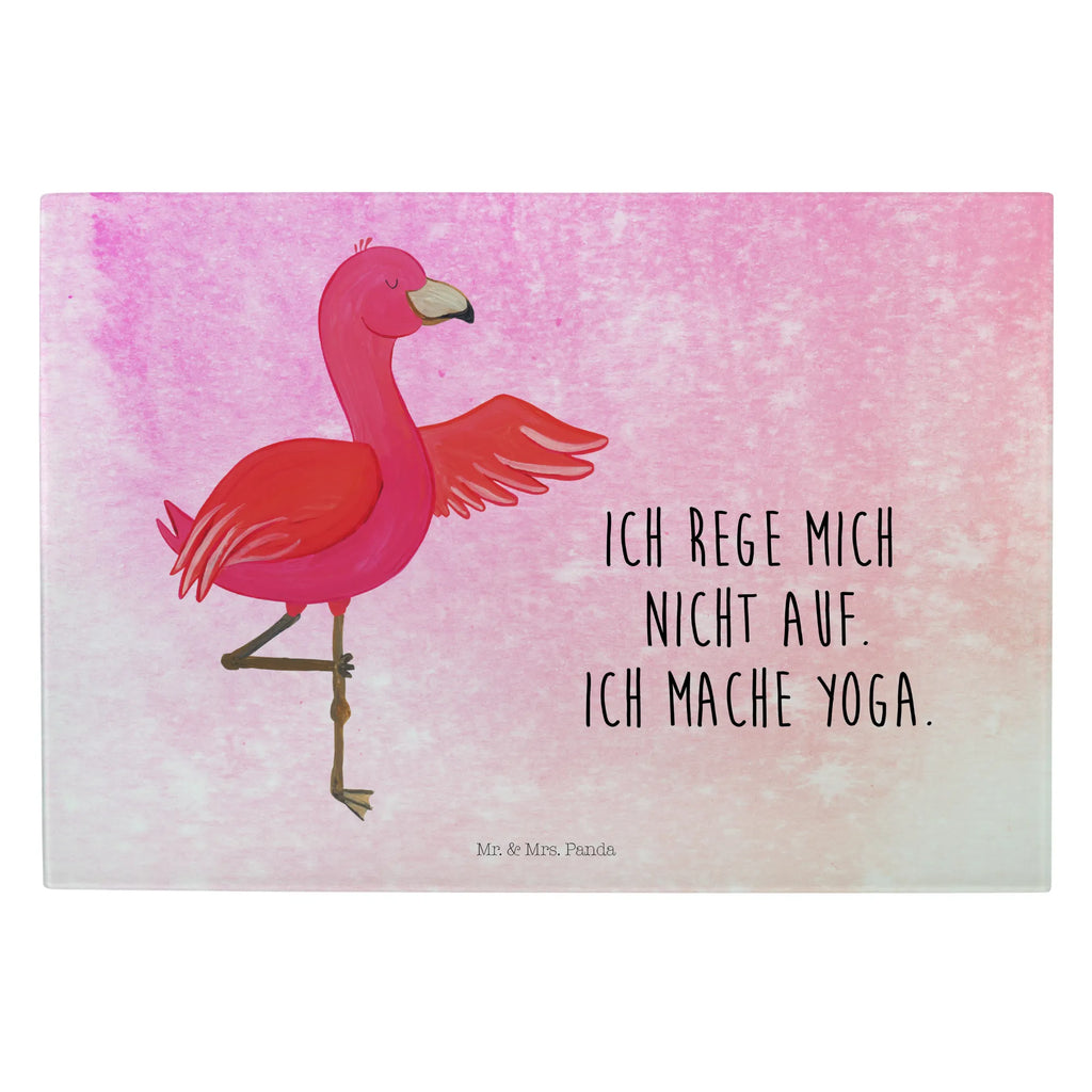 Glasschneidebrett Flamingo Yoga Glasschneidebrett, Schneidebrett, Flamingo, Vogel, Yoga, Namaste, Achtsamkeit, Yoga-Übung, Entspannung, Ärger, Aufregen, Tiefenentspannung