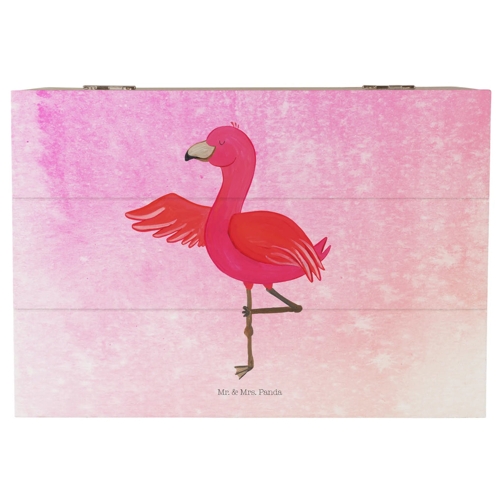 Holzkiste Flamingo Yoga Holzkiste, Kiste, Schatzkiste, Truhe, Schatulle, XXL, Erinnerungsbox, Erinnerungskiste, Dekokiste, Aufbewahrungsbox, Geschenkbox, Geschenkdose, Flamingo, Vogel, Yoga, Namaste, Achtsamkeit, Yoga-Übung, Entspannung, Ärger, Aufregen, Tiefenentspannung