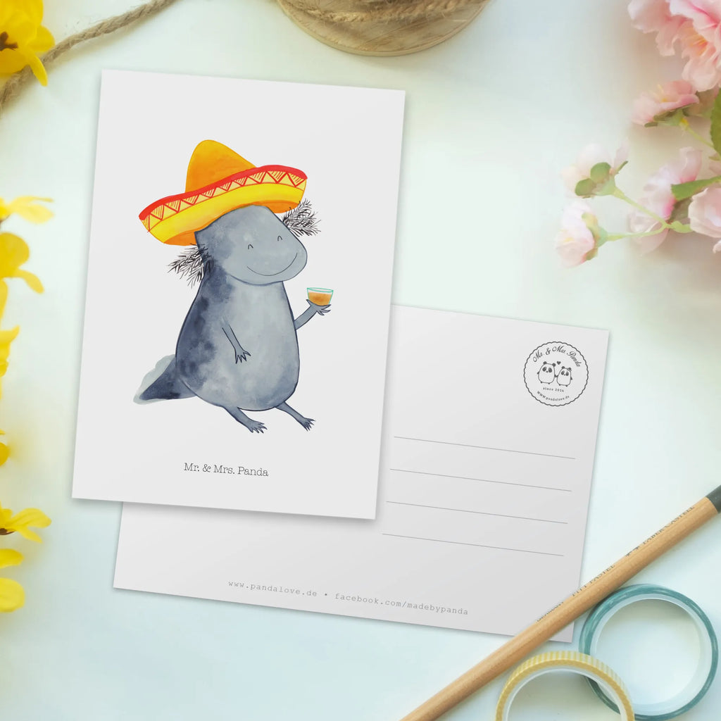 Postkarte Axolotl Tequila Postkarte, Karte, Geschenkkarte, Grußkarte, Einladung, Ansichtskarte, Geburtstagskarte, Einladungskarte, Dankeskarte, Ansichtskarten, Einladung Geburtstag, Einladungskarten Geburtstag, Axolotl, Molch, Mexico, Mexiko, Sombrero, Zitrone, Tequila, Motivation, Spruch, Schwanzlurch, Lurch, Lurche, Axolot, Feuerdrache, Feuersalamander