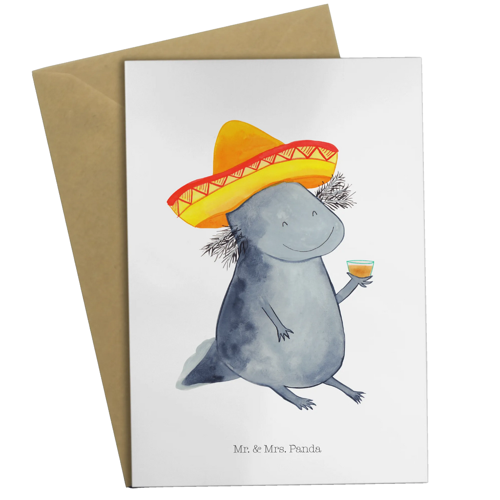 Grußkarte Axolotl Tequila Grußkarte, Klappkarte, Einladungskarte, Glückwunschkarte, Hochzeitskarte, Geburtstagskarte, Karte, Ansichtskarten, Axolotl, Molch, Mexico, Mexiko, Sombrero, Zitrone, Tequila, Motivation, Spruch, Schwanzlurch, Lurch, Lurche, Axolot, Feuerdrache, Feuersalamander