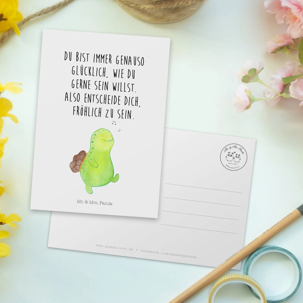 Postkarte Schildkröte pfeift Postkarte, Karte, Geschenkkarte, Grußkarte, Einladung, Ansichtskarte, Geburtstagskarte, Einladungskarte, Dankeskarte, Ansichtskarten, Einladung Geburtstag, Einladungskarten Geburtstag, Schildkröte, Schildi, Schildkröten, fröhlich, Glück, Motivation, Lebensfreude, Depression, Trennung, Neuanfang