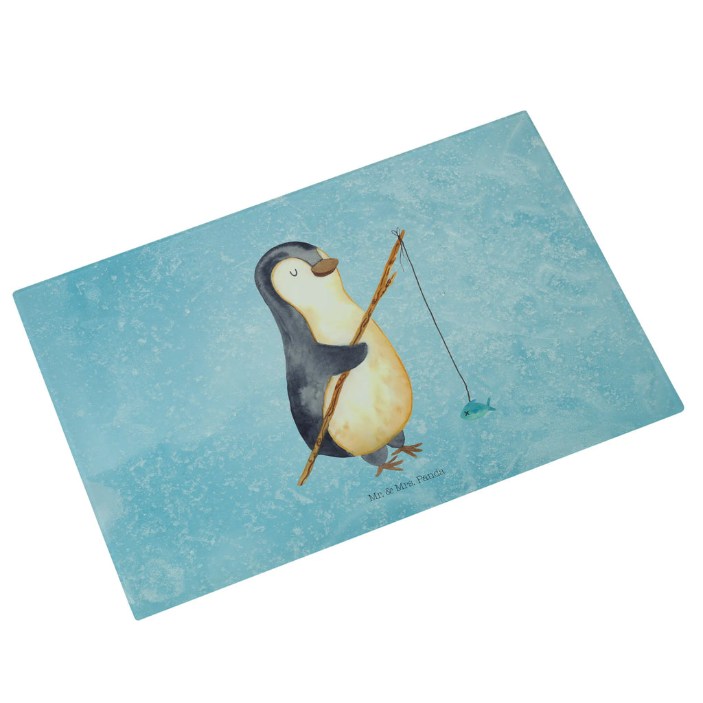 Glasschneidebrett Pinguin Angler Glasschneidebrett, Schneidebrett, Frühstücksbrett, Küche, Pinguin, Pinguine, Angeln, Angler, Tagträume, Hobby, Plan, Planer, Tagesplan, Neustart, Motivation, Geschenk, Freundinnen, Geschenkidee, Urlaub, Wochenende