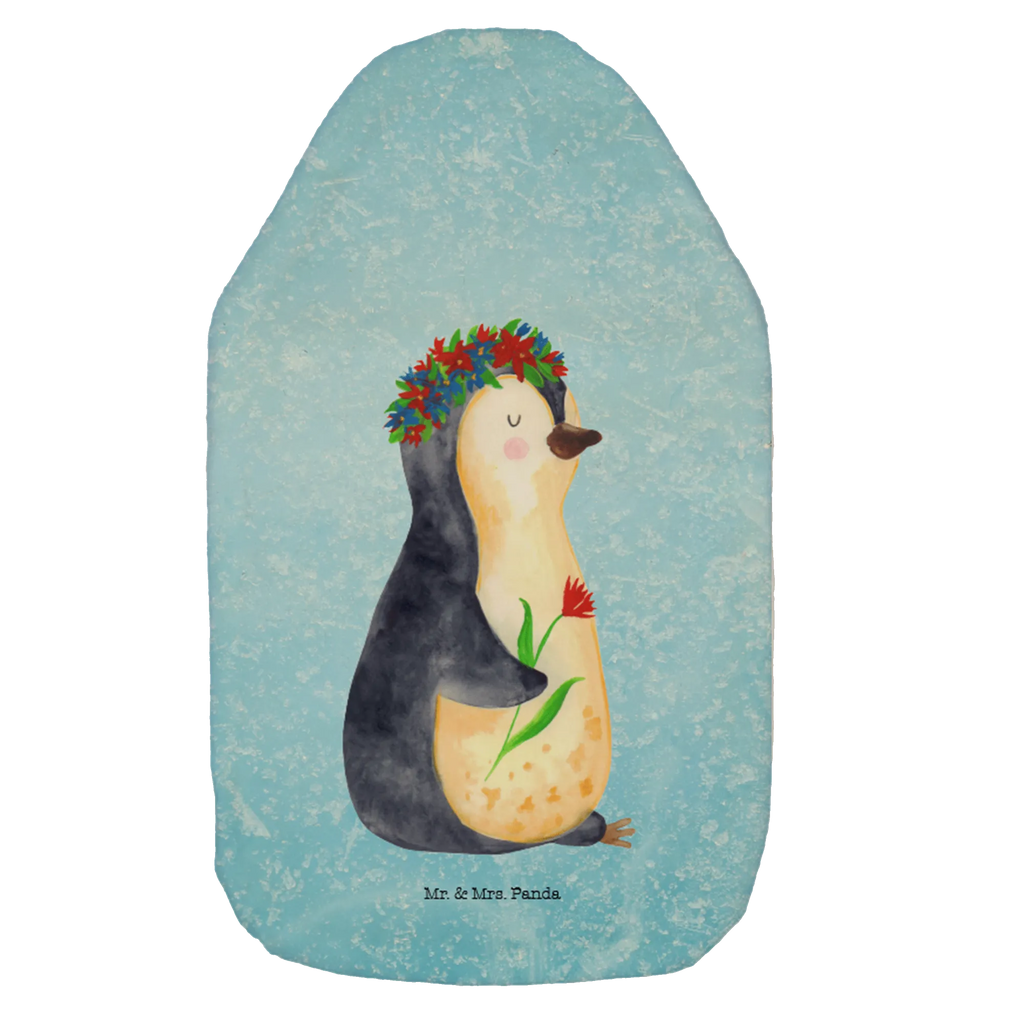 Wärmflasche Pinguin Blumen Wärmekissen, Kinderwärmflasche, Körnerkissen, Wärmflaschenbezug, Wärmflasche mit Bezug, Wärmflasche, Bettflasche, Kleine Wärmflasche, Pinguin, Pinguine, Blumenkranz, Universum, Leben, Wünsche, Ziele, Lebensziele, Motivation, Lebenslust, Liebeskummer, Geschenkidee