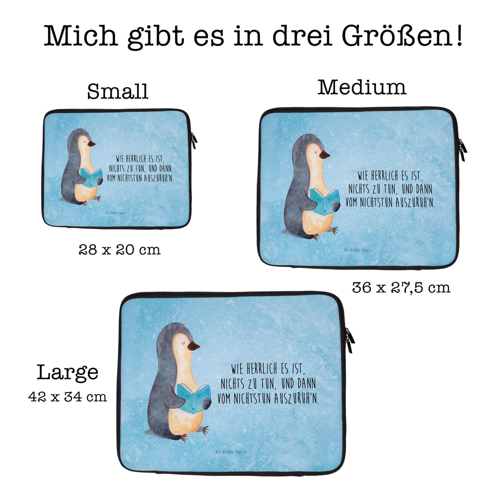 Notebook Tasche Pinguin Buch Notebook Tasche, Laptop, Computertasche, Tasche, Notebook-Tasche, Notebook-Reisehülle, Notebook Schutz, Pinguin, Pinguine, Buch, Lesen, Bücherwurm, Nichtstun, Faulenzen, Ferien, Urlaub, Freizeit