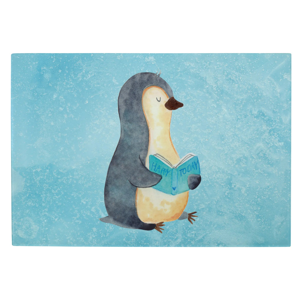 Glasschneidebrett Pinguin Buch Glasschneidebrett, Schneidebrett, Frühstücksbrett, Küche, Pinguin, Pinguine, Buch, Lesen, Bücherwurm, Nichtstun, Faulenzen, Ferien, Urlaub, Freizeit