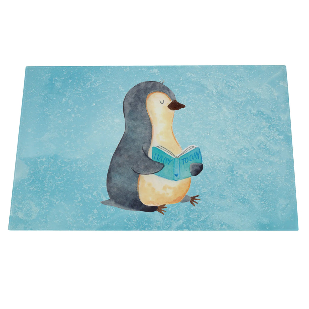 Glasschneidebrett Pinguin Buch Glasschneidebrett, Schneidebrett, Frühstücksbrett, Küche, Pinguin, Pinguine, Buch, Lesen, Bücherwurm, Nichtstun, Faulenzen, Ferien, Urlaub, Freizeit