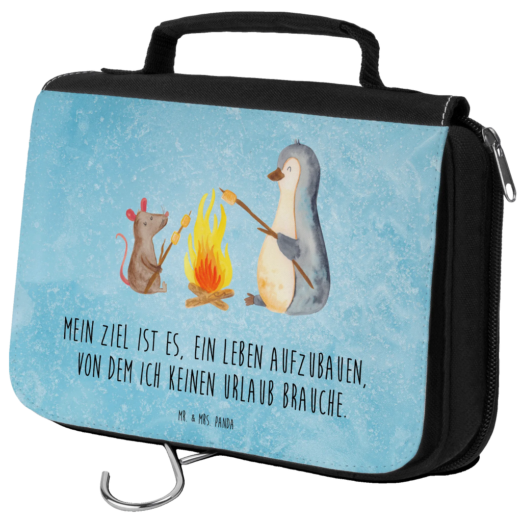 Kulturbeutel Pinguin Lagerfeuer Kulturbeutel, Zum Aufhängen, Waschtasche, Kosmetiktasche, Damen, Herren, Aufbewahrungstasche, Schminktasche, Kosmetikbeutel, Organizer, Kulturtasche, Schminkutensil, Pinguin, Maus, Pinguine, Lagerfeuer, Leben, Arbeit, Job, Motivation, Büro, Büroalltag, Lebensspruch, Lebensmotivation, Neustart, Liebe, grillen, Feuer, Marshmallows