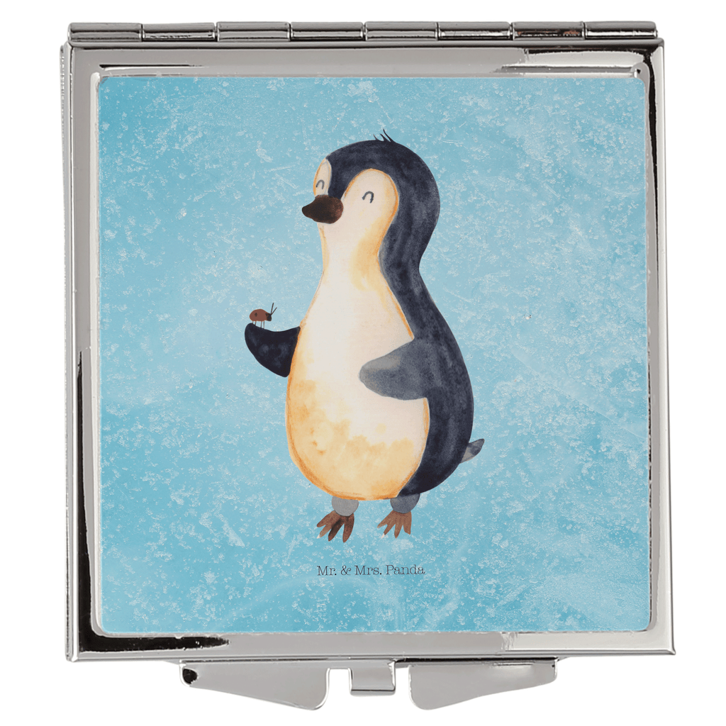 Handtaschenspiegel quadratisch Pinguin Marienkäfer Spiegel, Handtasche, Quadrat, silber, schminken, Schminkspiegel, Pinguin, Pinguine, Marienkäfer, Liebe, Wunder, Glück, Freude, Lebensfreude