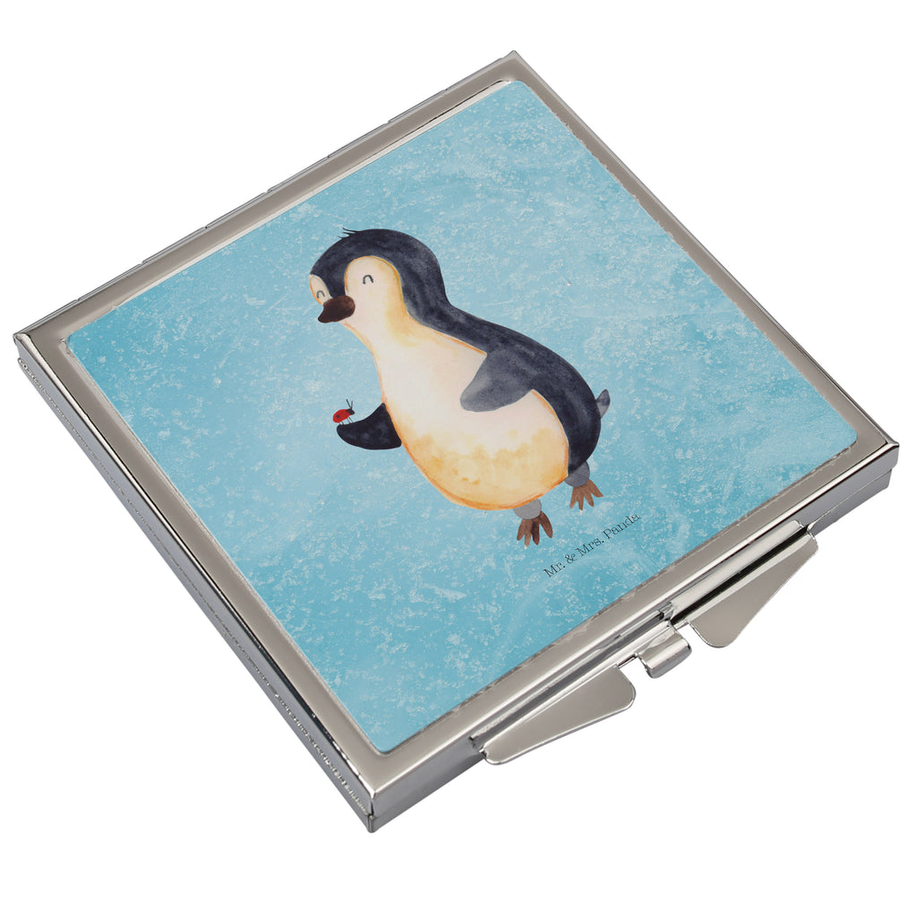 Handtaschenspiegel quadratisch Pinguin Marienkäfer Spiegel, Handtasche, Quadrat, silber, schminken, Schminkspiegel, Pinguin, Pinguine, Marienkäfer, Liebe, Wunder, Glück, Freude, Lebensfreude