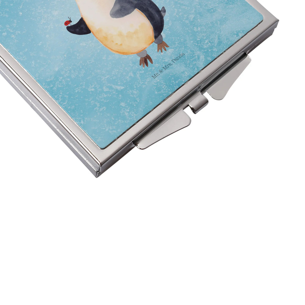 Handtaschenspiegel quadratisch Pinguin Marienkäfer Spiegel, Handtasche, Quadrat, silber, schminken, Schminkspiegel, Pinguin, Pinguine, Marienkäfer, Liebe, Wunder, Glück, Freude, Lebensfreude