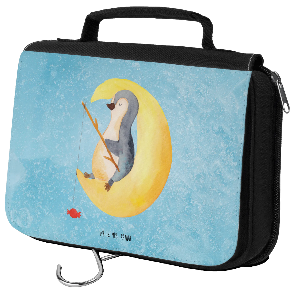 Kulturbeutel Pinguin Mond Kulturbeutel, Zum Aufhängen, Waschtasche, Kosmetiktasche, Damen, Herren, Aufbewahrungstasche, Schminktasche, Kosmetikbeutel, Organizer, Kulturtasche, Schminkutensil, Pinguin, Pinguine, Spruch, schlafen, Nachtruhe, Einschlafen, Schlafzimmer, Schlafstörungen, Gästezimmer