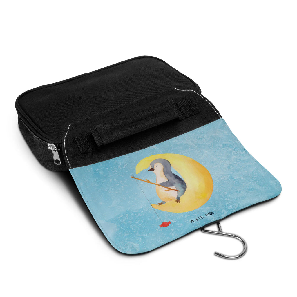 Kulturbeutel Pinguin Mond Kulturbeutel, Zum Aufhängen, Waschtasche, Kosmetiktasche, Damen, Herren, Aufbewahrungstasche, Schminktasche, Kosmetikbeutel, Organizer, Kulturtasche, Schminkutensil, Pinguin, Pinguine, Spruch, schlafen, Nachtruhe, Einschlafen, Schlafzimmer, Schlafstörungen, Gästezimmer