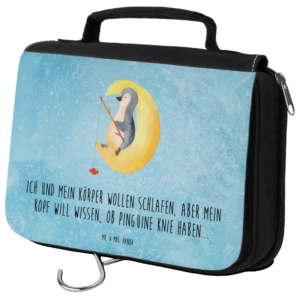 Kulturbeutel Pinguin Mond Kulturbeutel, Zum Aufhängen, Waschtasche, Kosmetiktasche, Damen, Herren, Aufbewahrungstasche, Schminktasche, Kosmetikbeutel, Organizer, Kulturtasche, Schminkutensil, Pinguin, Pinguine, Spruch, schlafen, Nachtruhe, Einschlafen, Schlafzimmer, Schlafstörungen, Gästezimmer