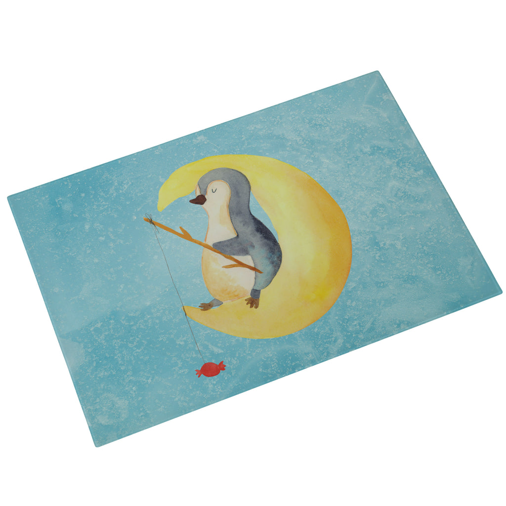 Glasschneidebrett Pinguin Mond Glasschneidebrett, Schneidebrett, Pinguin, Pinguine, Spruch, schlafen, Nachtruhe, Einschlafen, Schlafzimmer, Schlafstörungen, Gästezimmer