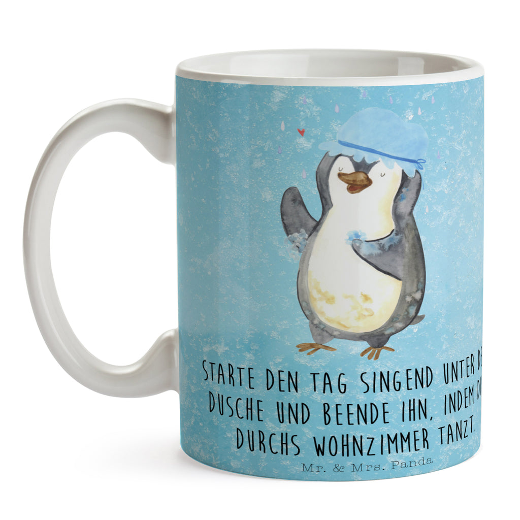 Tasse Pinguin Duschen Tasse, Kaffeetasse, Teetasse, Becher, Kaffeebecher, Teebecher, Keramiktasse, Porzellantasse, Büro Tasse, Geschenk Tasse, Tasse Sprüche, Tasse Motive, Kaffeetassen, Tasse bedrucken, Designer Tasse, Cappuccino Tassen, Schöne Teetassen, Pinguin, Pinguine, Dusche, duschen, Lebensmotto, Motivation, Neustart, Neuanfang, glücklich sein