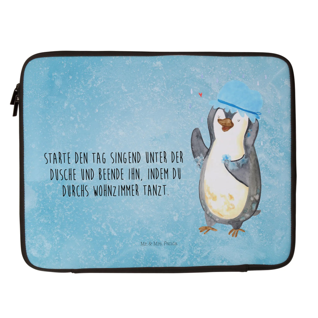 Notebook Tasche Pinguin Duschen Notebook Tasche, Laptop, Computertasche, Tasche, Notebook-Tasche, Notebook-Reisehülle, Notebook Schutz, Pinguin, Pinguine, Dusche, duschen, Lebensmotto, Motivation, Neustart, Neuanfang, glücklich sein