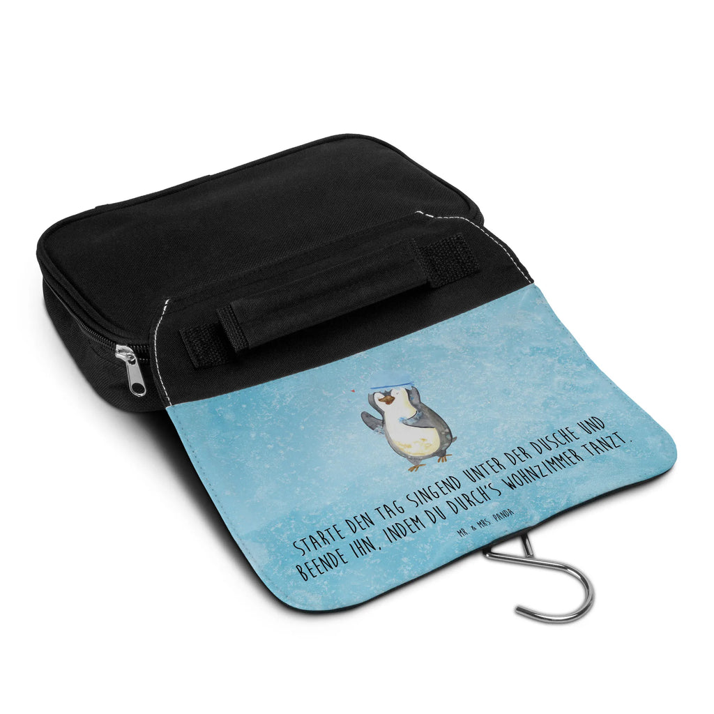 Kulturbeutel Pinguin Duschen Kulturbeutel, Zum Aufhängen, Waschtasche, Kosmetiktasche, Damen, Herren, Aufbewahrungstasche, Schminktasche, Kosmetikbeutel, Organizer, Kulturtasche, Schminkutensil, Pinguin, Pinguine, Dusche, duschen, Lebensmotto, Motivation, Neustart, Neuanfang, glücklich sein