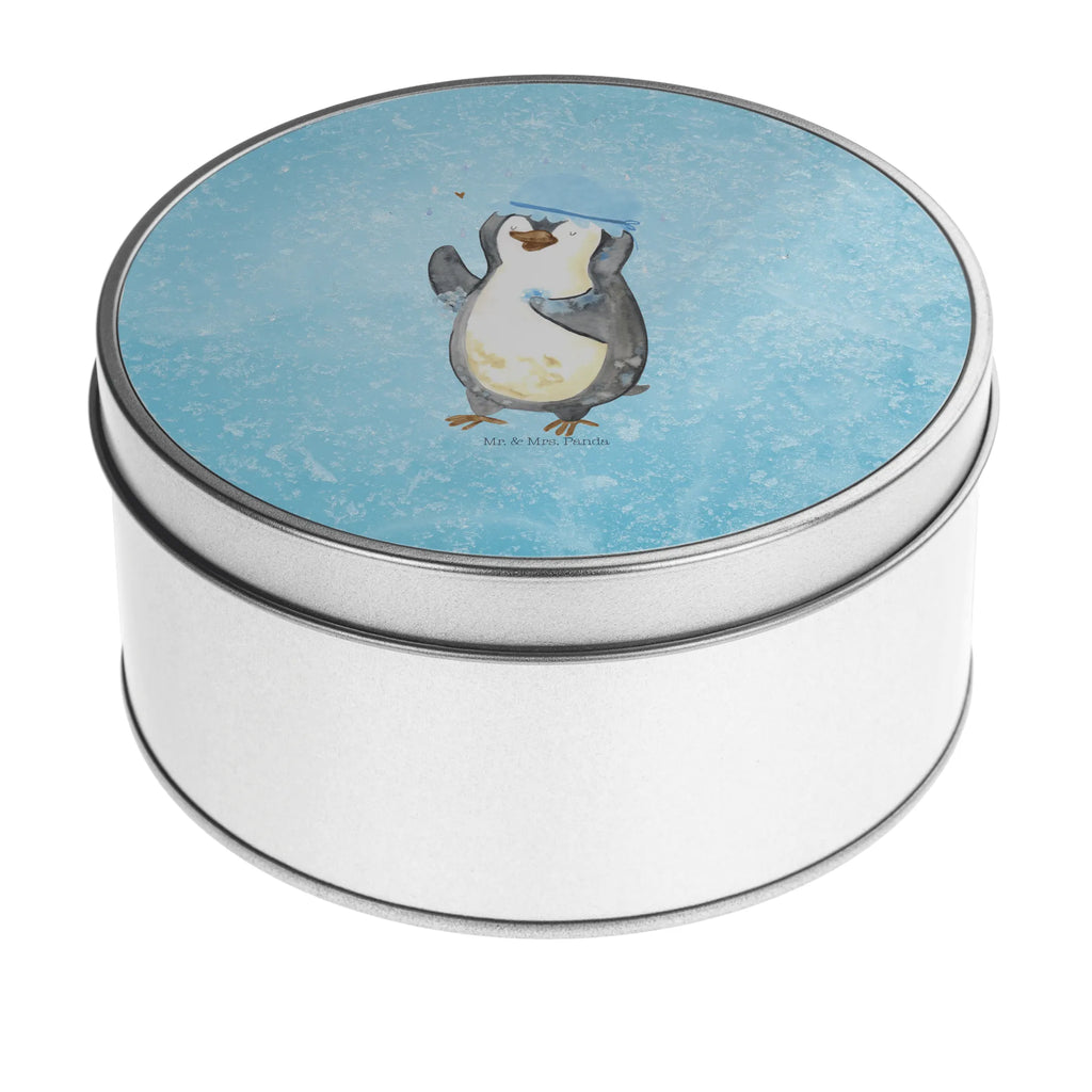 Blechdose rund Pinguin Duschen Metalldose, Keksdose, Dose, Vorratsdose, Geschenkbox, Lunchbox, Aufbewahrungsbox, Vorratsdosen, Metallkiste, Metallbox, Metallboxen, Aufbewahrungskiste, Geschenkkiste, Blechdosen mit Deckel, Metallkiste mit Deckel, Vorratsdosen mit Deckel, Metall Dose, Pinguin, Pinguine, Dusche, duschen, Lebensmotto, Motivation, Neustart, Neuanfang, glücklich sein