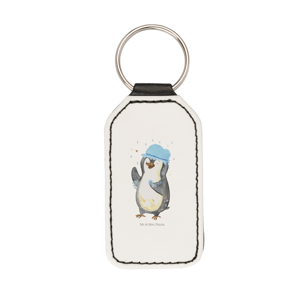 Rechteckig Schlüsselanhänger Pinguin Duschen Schlüsselanhänger, Anhänger, Taschenanhänger, Glücksbringer, Schutzengel, Pinguin, Pinguine, Dusche, duschen, Lebensmotto, Motivation, Neustart, Neuanfang, glücklich sein