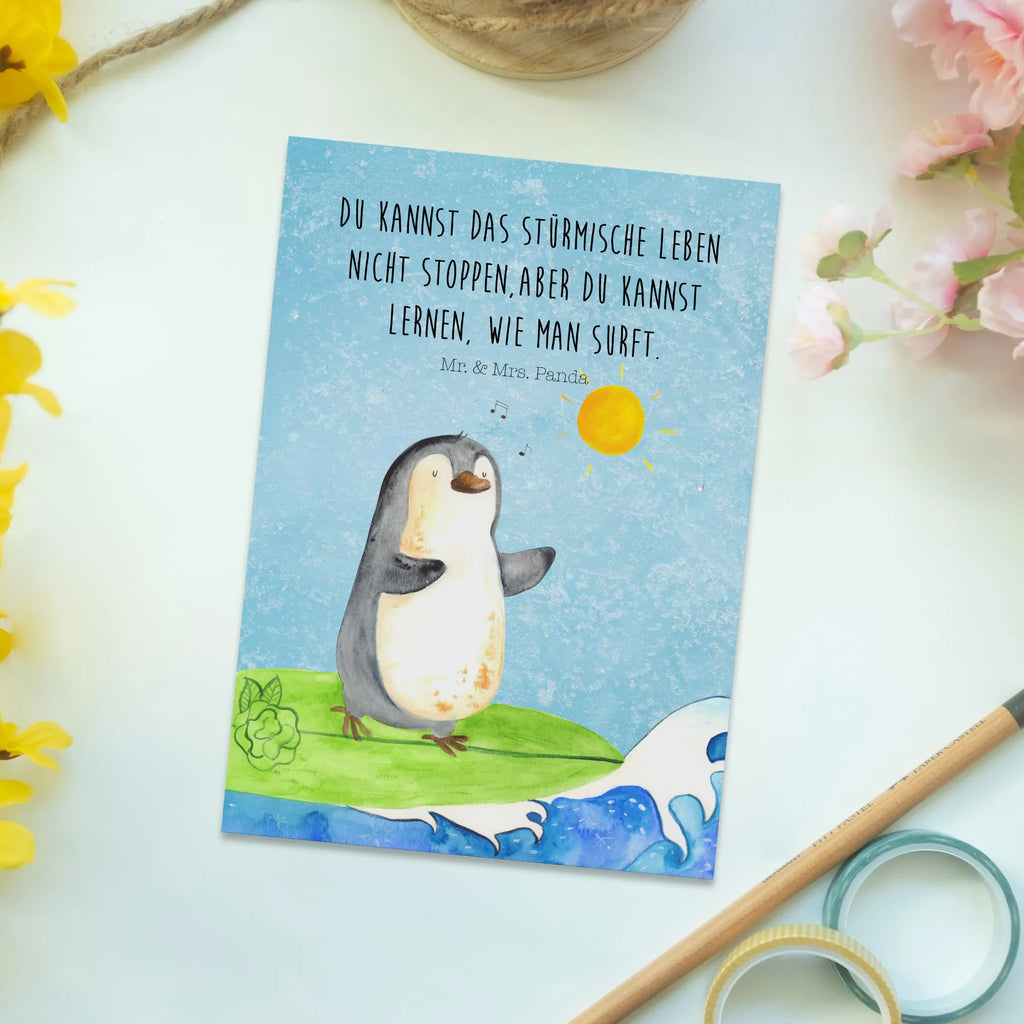 Postkarte Pinguin Surfer Postkarte, Karte, Geschenkkarte, Grußkarte, Einladung, Ansichtskarte, Geburtstagskarte, Einladungskarte, Dankeskarte, Ansichtskarten, Einladung Geburtstag, Einladungskarten Geburtstag, Pinguin, Pinguine, surfen, Surfer, Hawaii, Urlaub, Wellen, Wellen reiten, Portugal