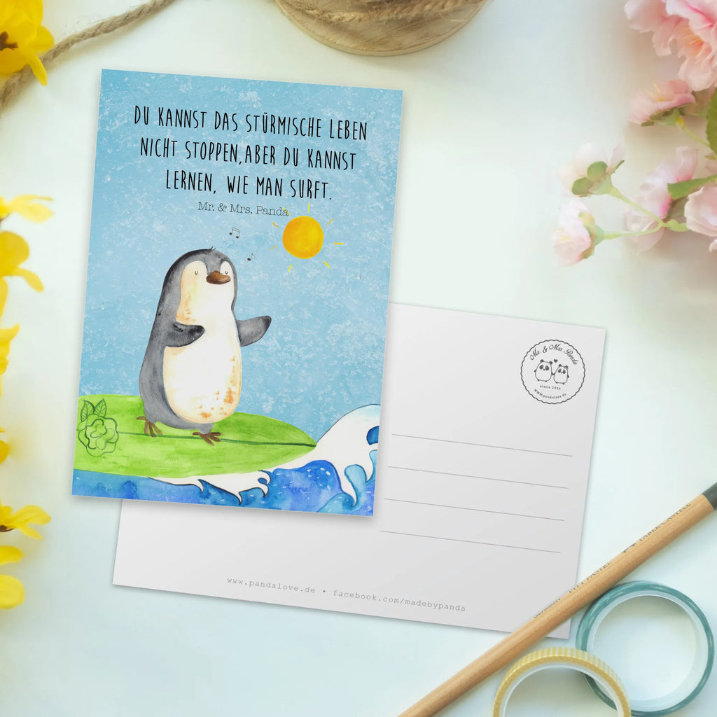 Postkarte Pinguin Surfer Postkarte, Karte, Geschenkkarte, Grußkarte, Einladung, Ansichtskarte, Geburtstagskarte, Einladungskarte, Dankeskarte, Ansichtskarten, Einladung Geburtstag, Einladungskarten Geburtstag, Pinguin, Pinguine, surfen, Surfer, Hawaii, Urlaub, Wellen, Wellen reiten, Portugal