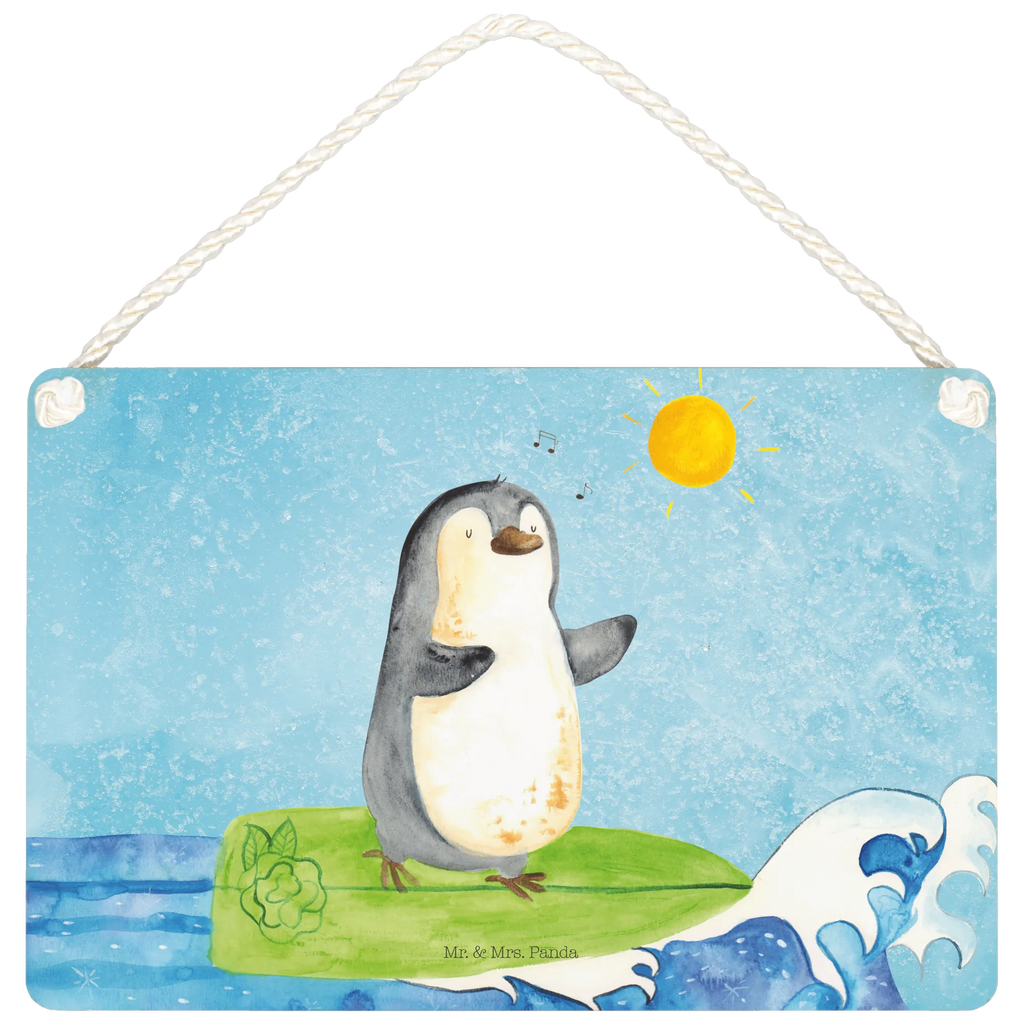 Deko Schild Pinguin Surfer Dekoschild, Deko Schild, Schild, Tür Schild, Türschild, Holzschild, Wandschild, Wanddeko, Pinguin, Pinguine, surfen, Surfer, Hawaii, Urlaub, Wellen, Wellen reiten, Portugal