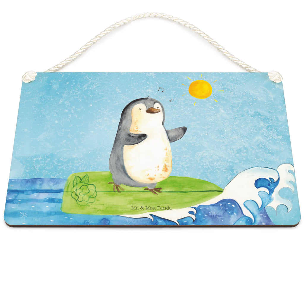 Deko Schild Pinguin Surfer Dekoschild, Deko Schild, Schild, Tür Schild, Türschild, Holzschild, Wandschild, Wanddeko, Pinguin, Pinguine, surfen, Surfer, Hawaii, Urlaub, Wellen, Wellen reiten, Portugal