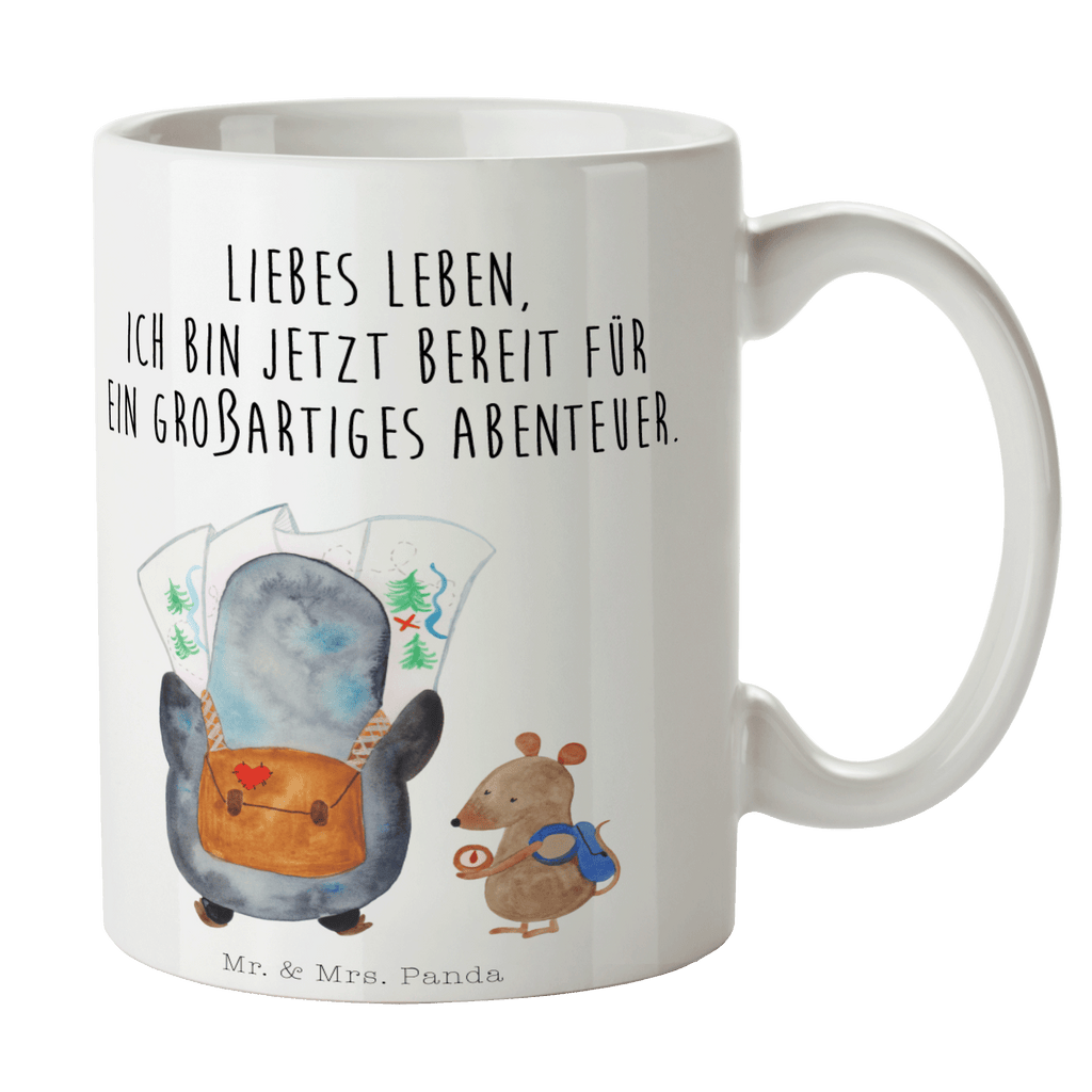 Tasse Pinguin & Maus Wanderer Tasse, Kaffeetasse, Teetasse, Becher, Kaffeebecher, Teebecher, Keramiktasse, Porzellantasse, Büro Tasse, Geschenk Tasse, Tasse Sprüche, Tasse Motive, Kaffeetassen, Tasse bedrucken, Designer Tasse, Cappuccino Tassen, Schöne Teetassen, Pinguin, Pinguine, Abenteurer, Abenteuer, Roadtrip, Ausflug, Wanderlust, wandern