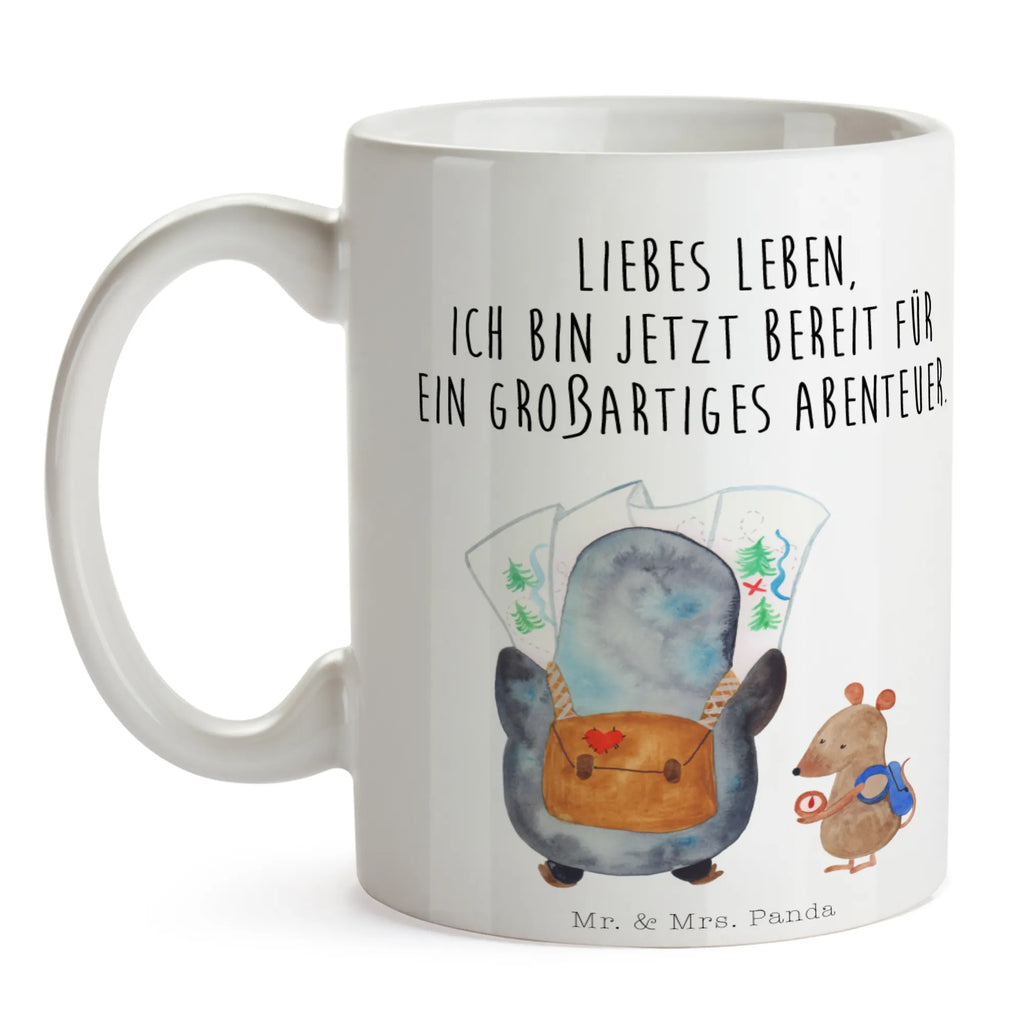 Tasse Pinguin & Maus Wanderer Tasse, Kaffeetasse, Teetasse, Becher, Kaffeebecher, Teebecher, Keramiktasse, Porzellantasse, Büro Tasse, Geschenk Tasse, Tasse Sprüche, Tasse Motive, Kaffeetassen, Tasse bedrucken, Designer Tasse, Cappuccino Tassen, Schöne Teetassen, Pinguin, Pinguine, Abenteurer, Abenteuer, Roadtrip, Ausflug, Wanderlust, wandern